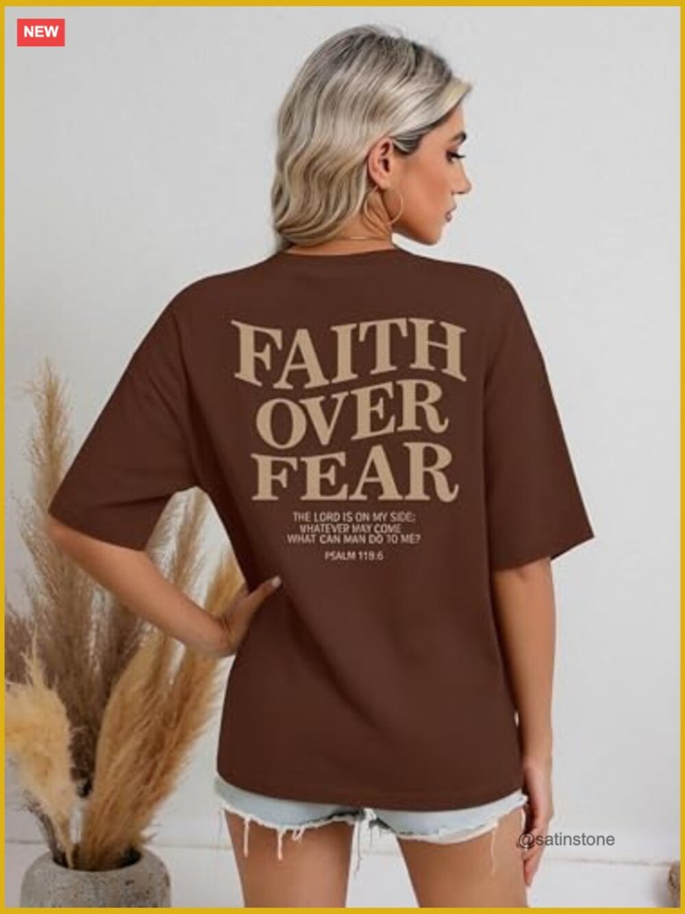 Oversized Faith Over Fear Christian T-Shirt Tee Top - Picture 5 of 7
